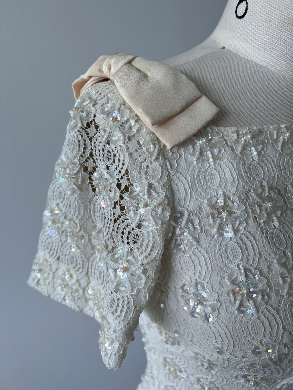 60s sequin double bow dress - S