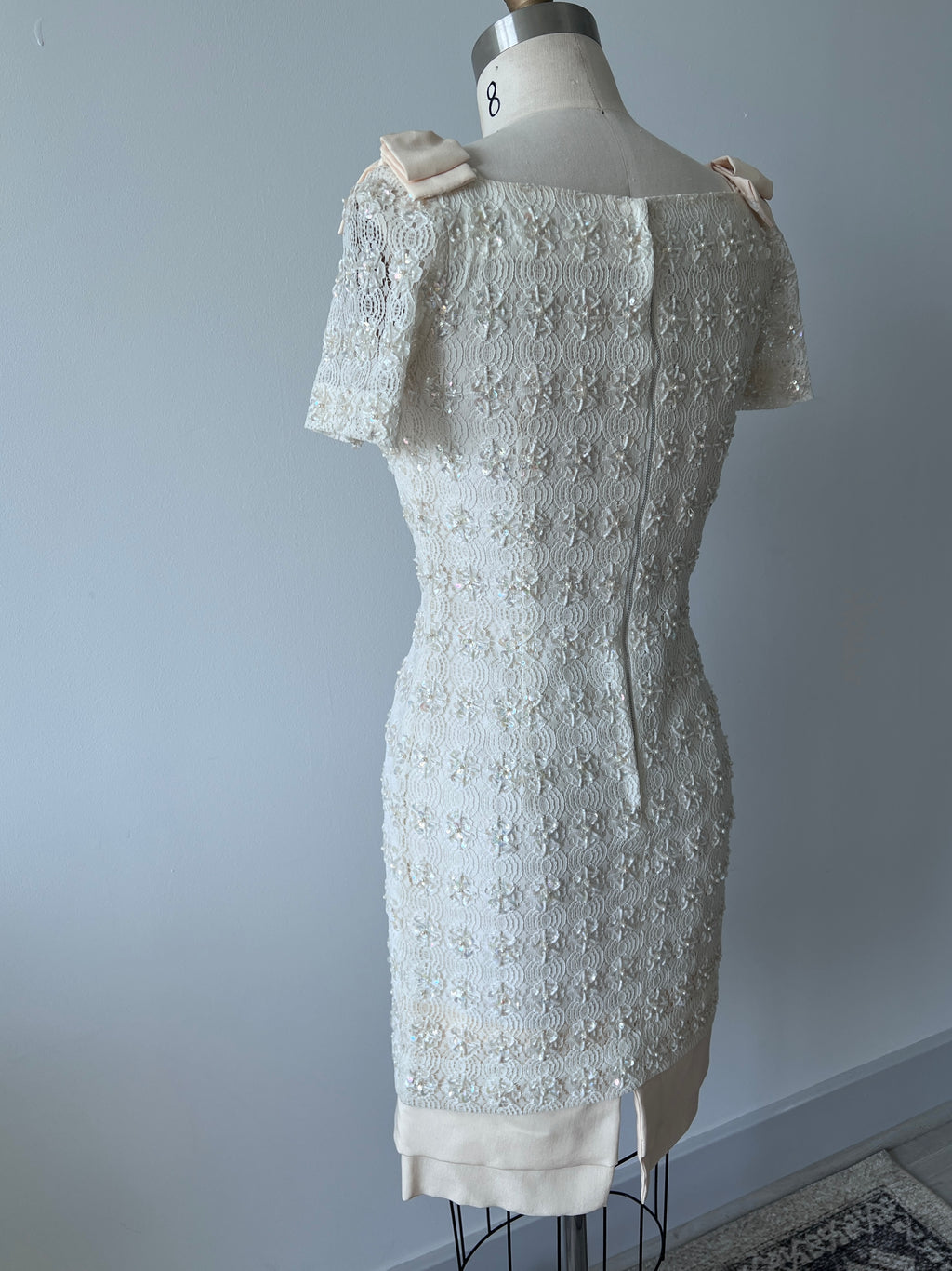 60s sequin double bow dress - S