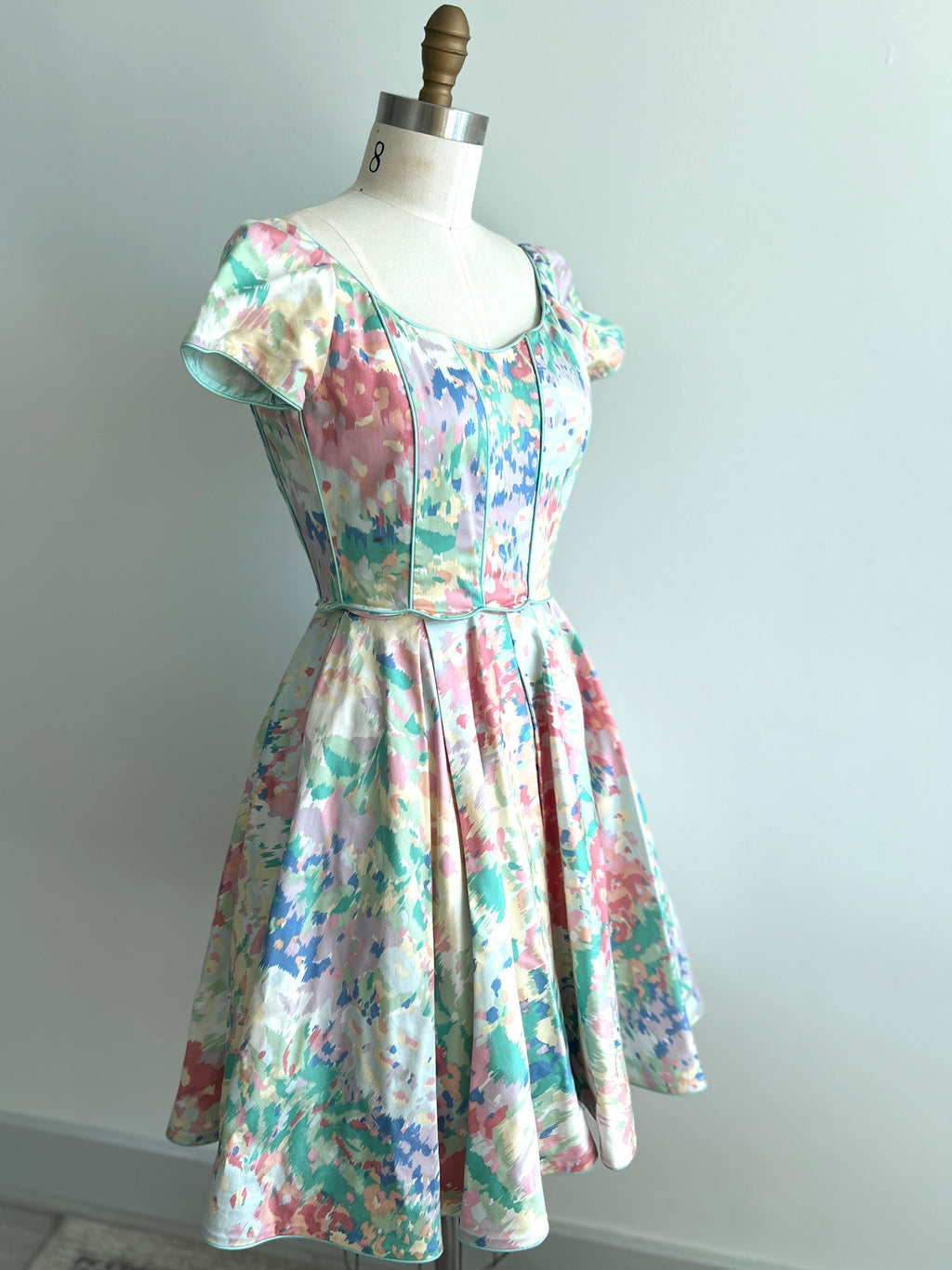 90s watercolor Victor Costa dress - XS