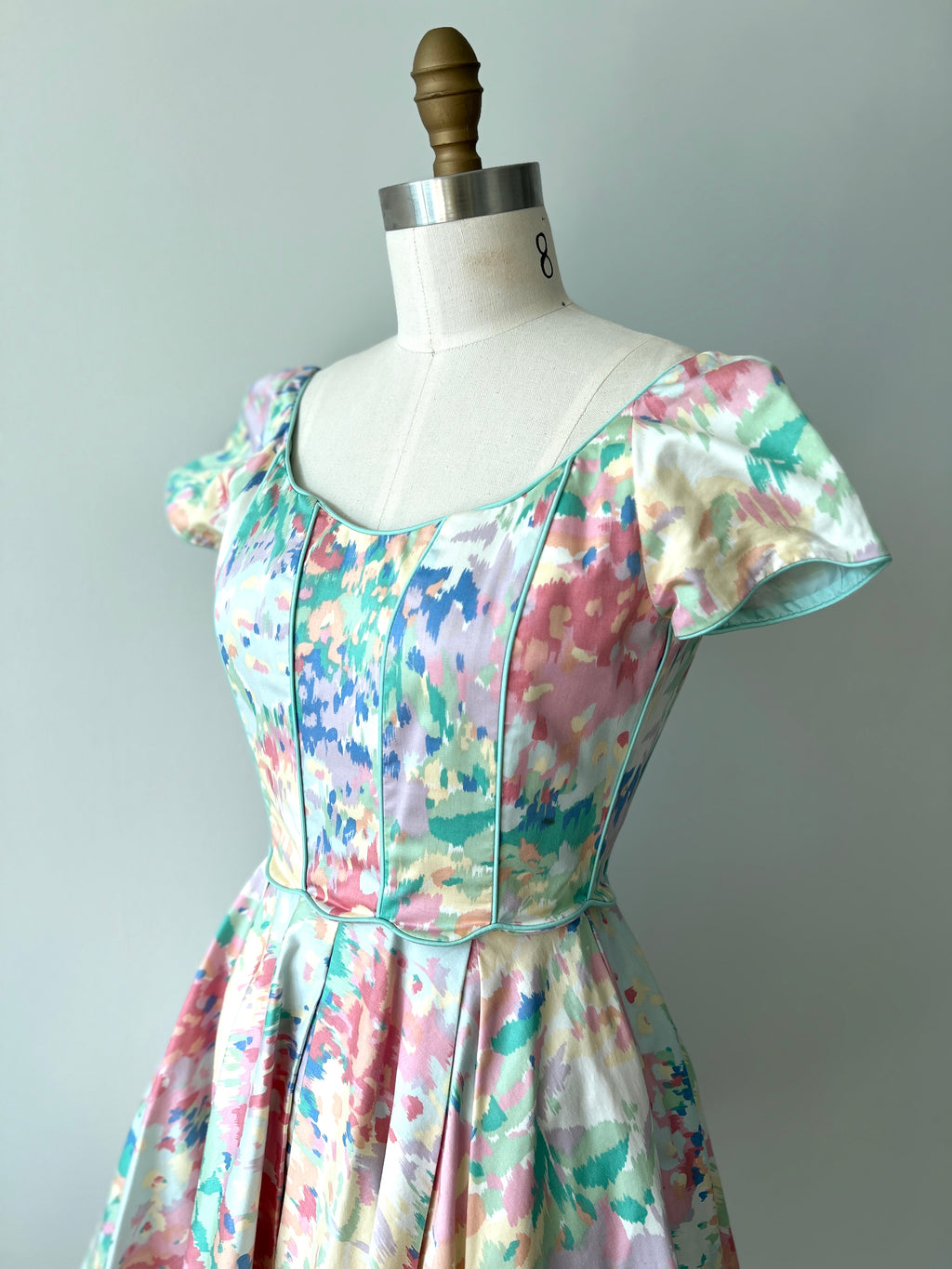 90s watercolor Victor Costa dress - XS