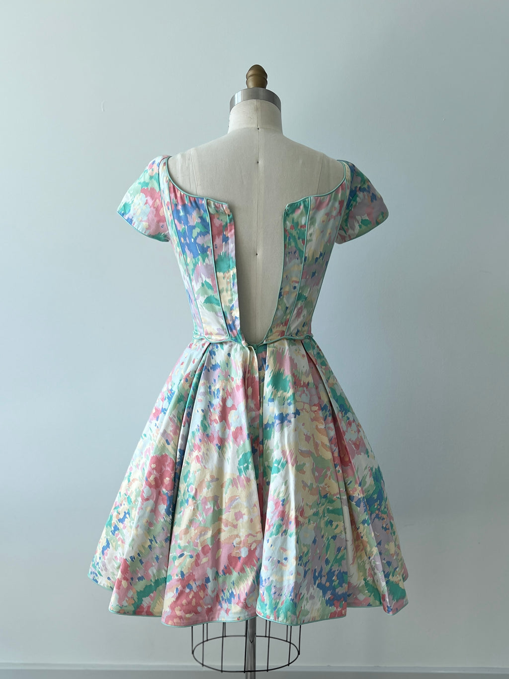90s watercolor Victor Costa dress - XS