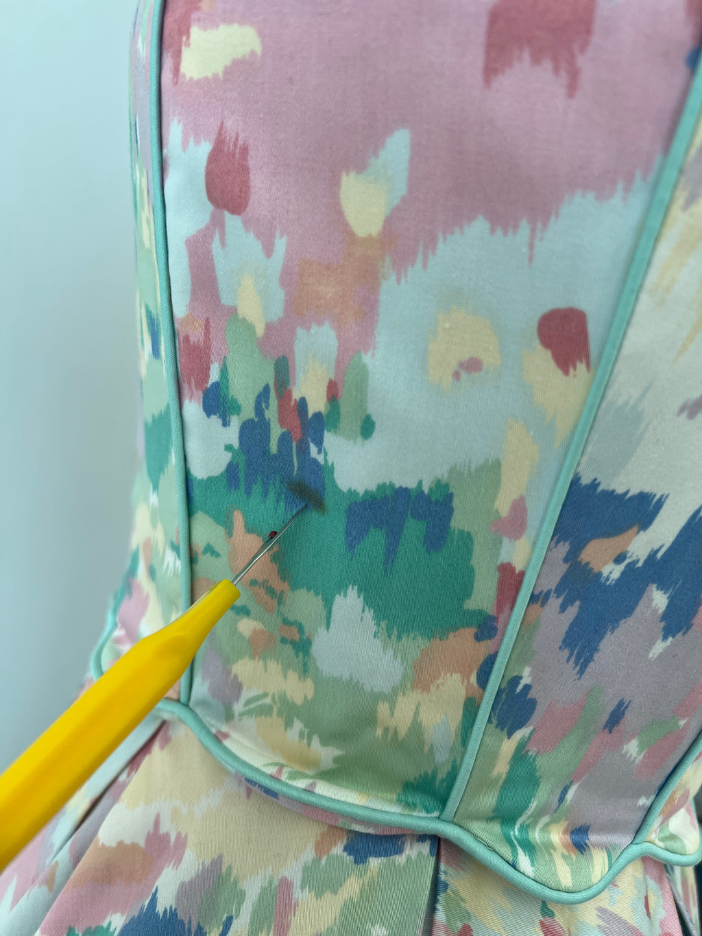 90s watercolor Victor Costa dress - XS