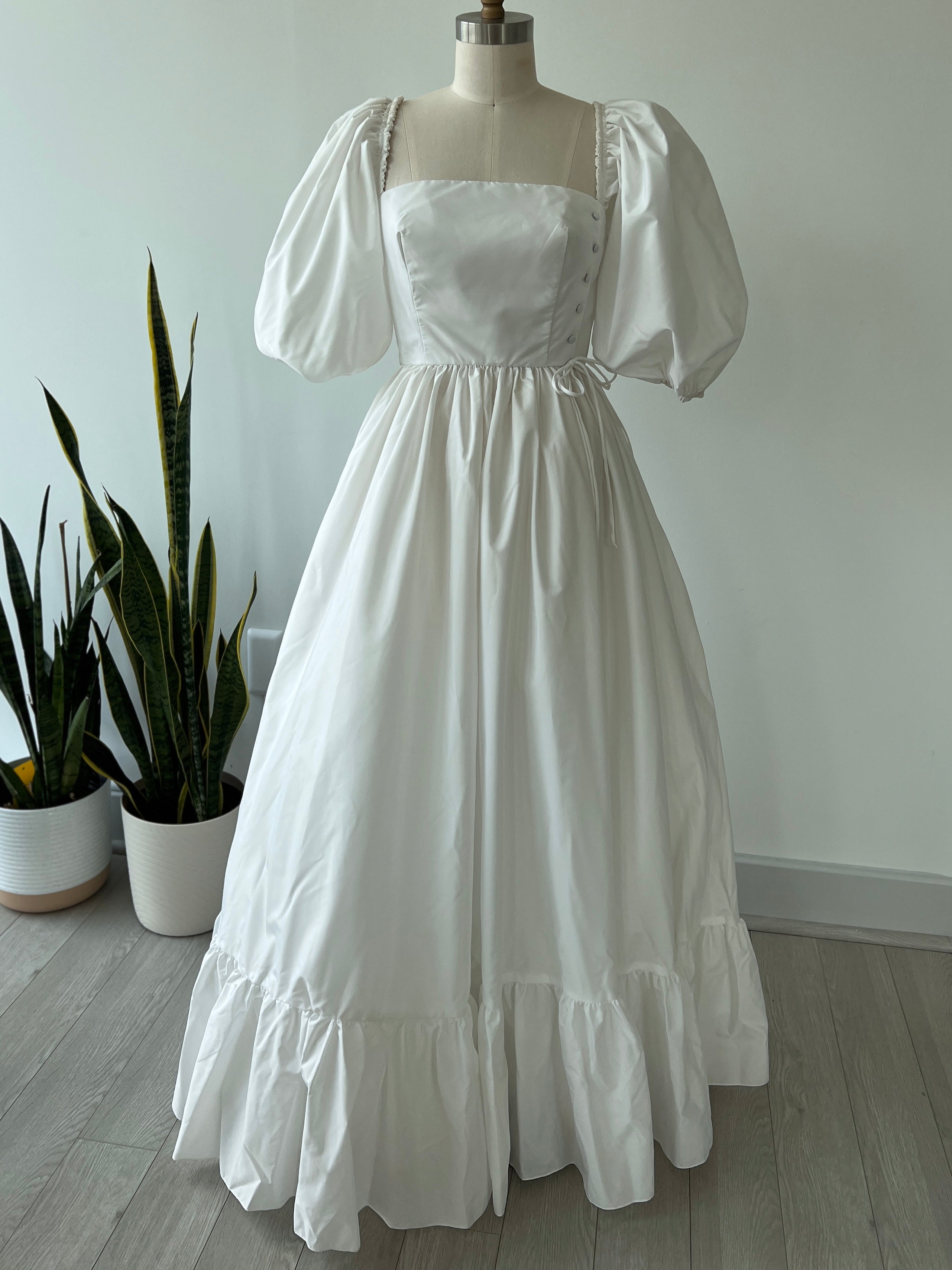 80s puff sleeve wedding dress - M