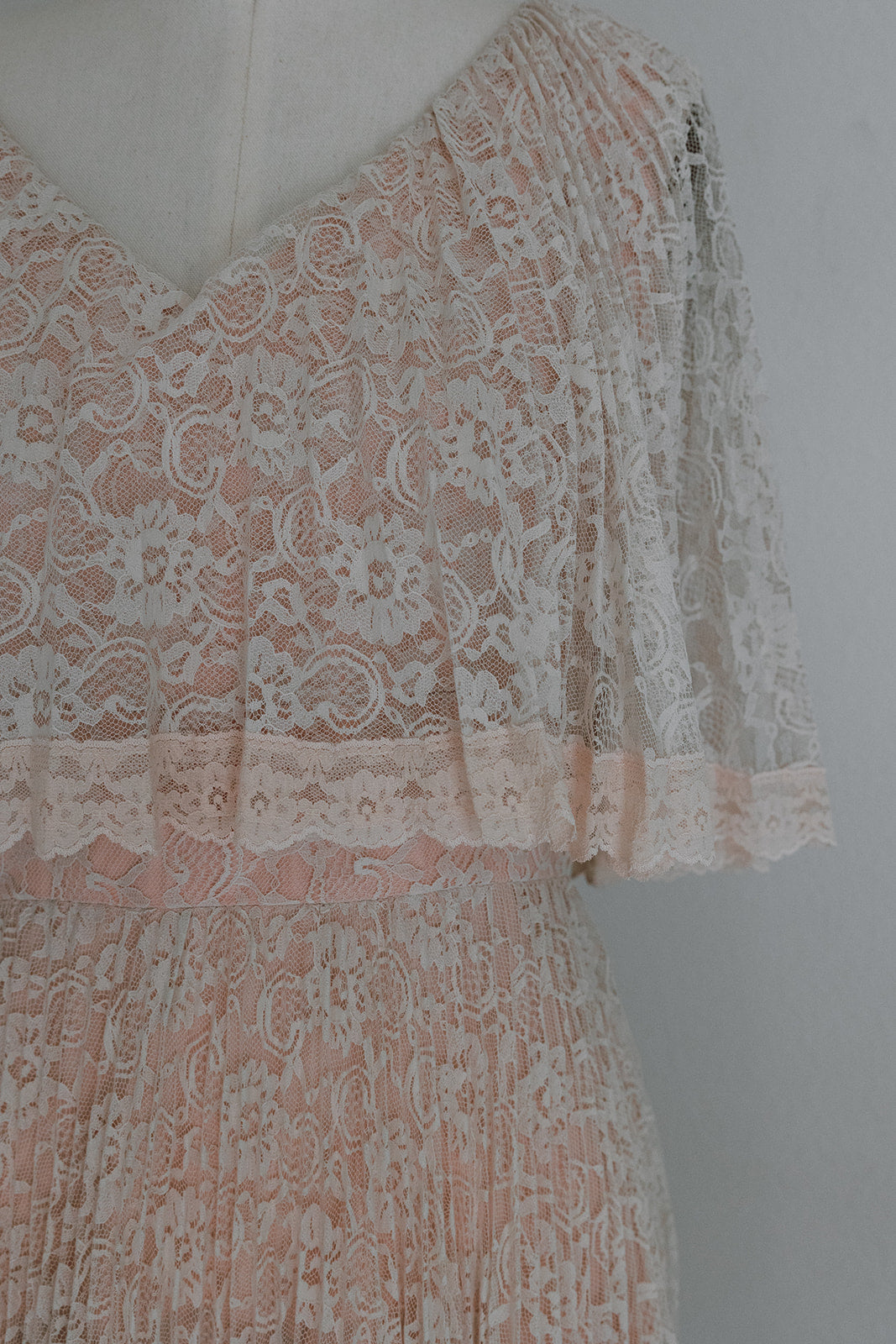 1970s Accordion Lace Gown -M