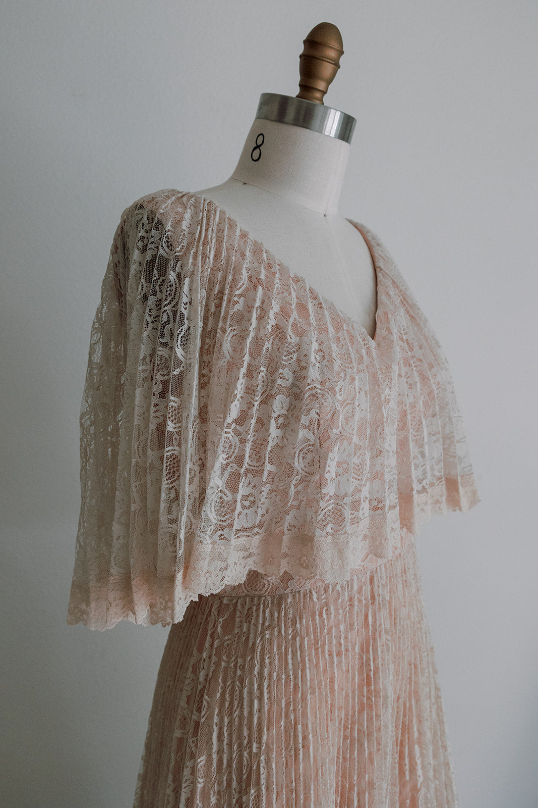 1970s Accordion Lace Gown -M