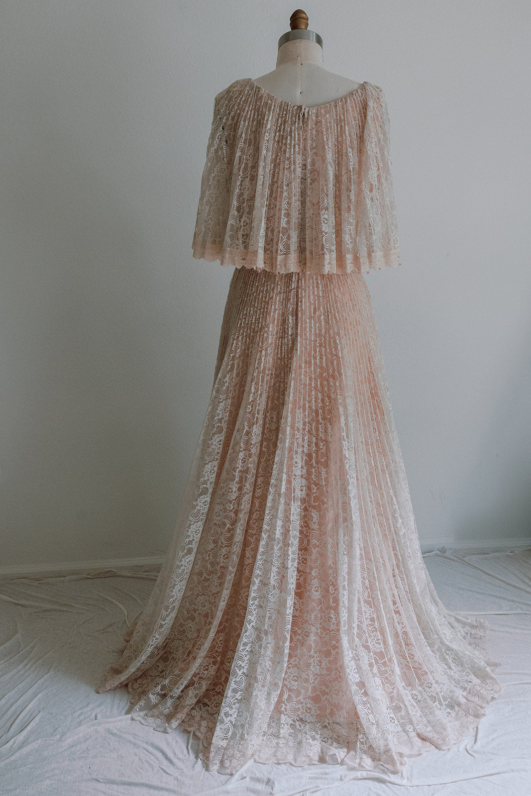 1970s Accordion Lace Gown -M
